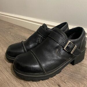 Harley-Davidson women's black leather Tatum buckle boots Chunky Heel Y2K